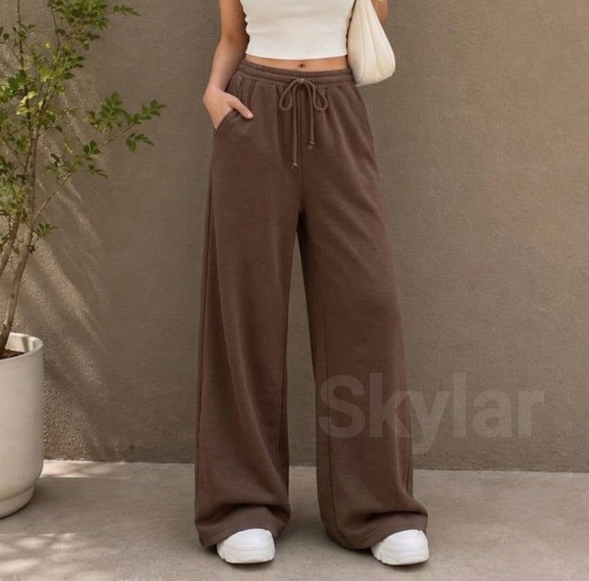 Knit Drawstring Hi-Waist Sweat Baggy pant